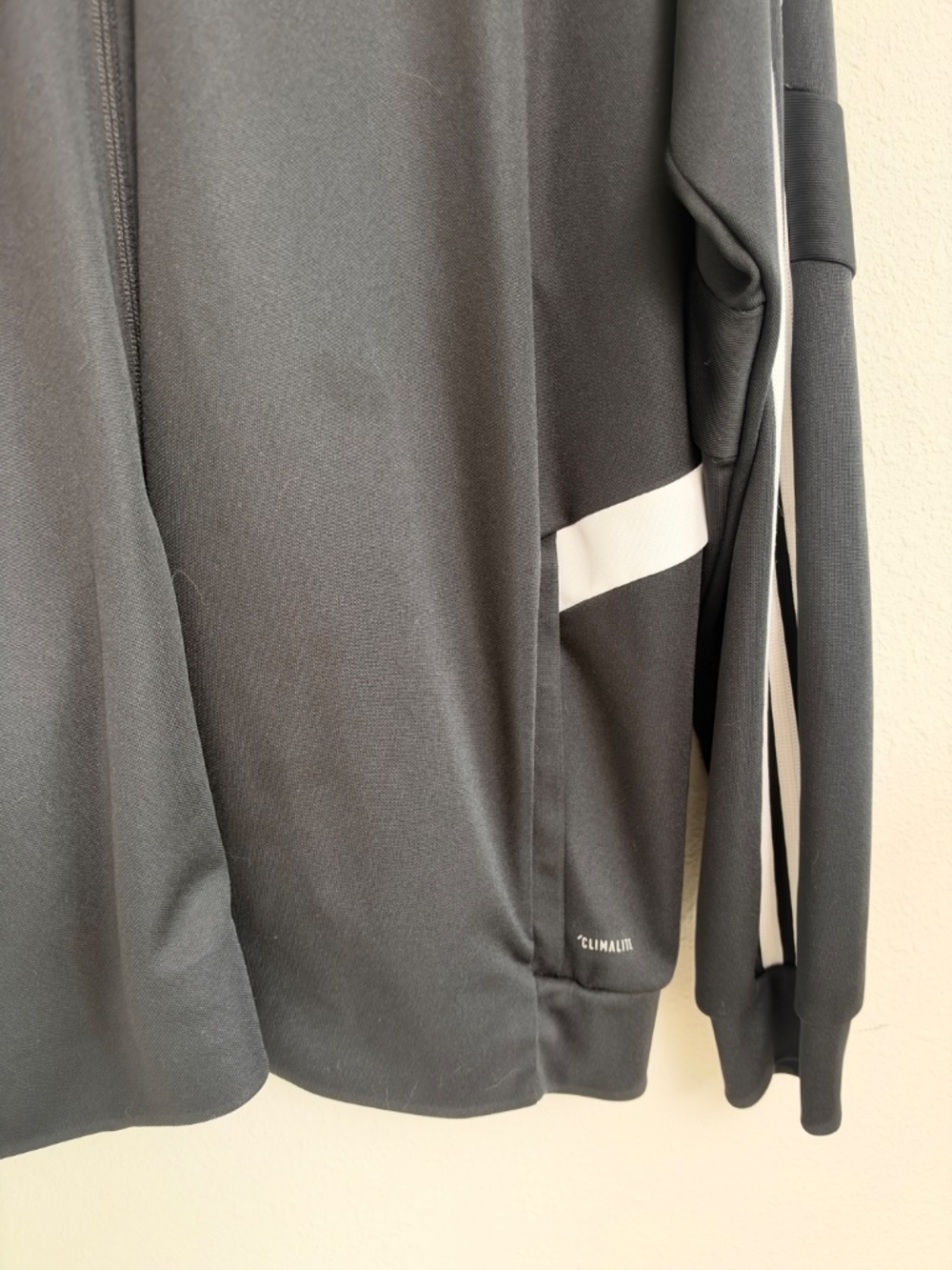 Adidas Men's XL Black White 3 Stripe Climalite Full Zip Track Jacket - Picture 4 of 8